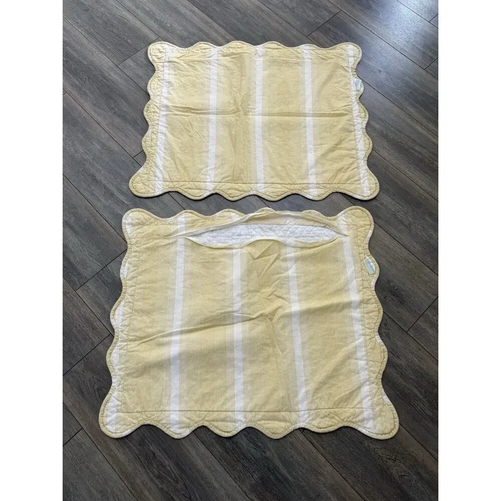 Waverly Paisley Verveine Quilt Set Queen Size Yellow (2) Shams Cotton Scalloped